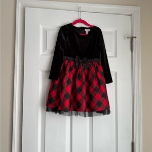 Cat & Jack Black Velvet Dress with Buffalo Checkered Print